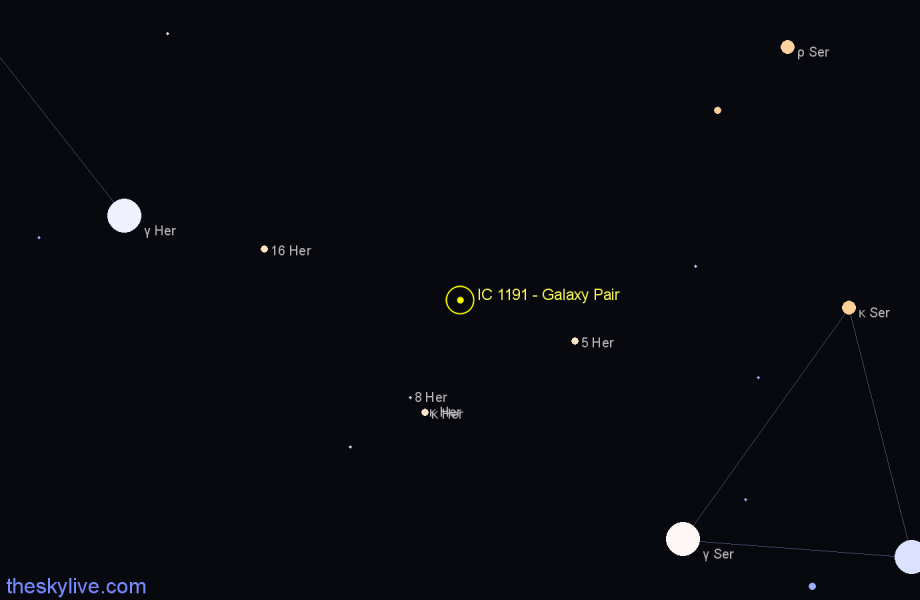 Finder chart IC 1191 - Galaxy Pair in Hercules star