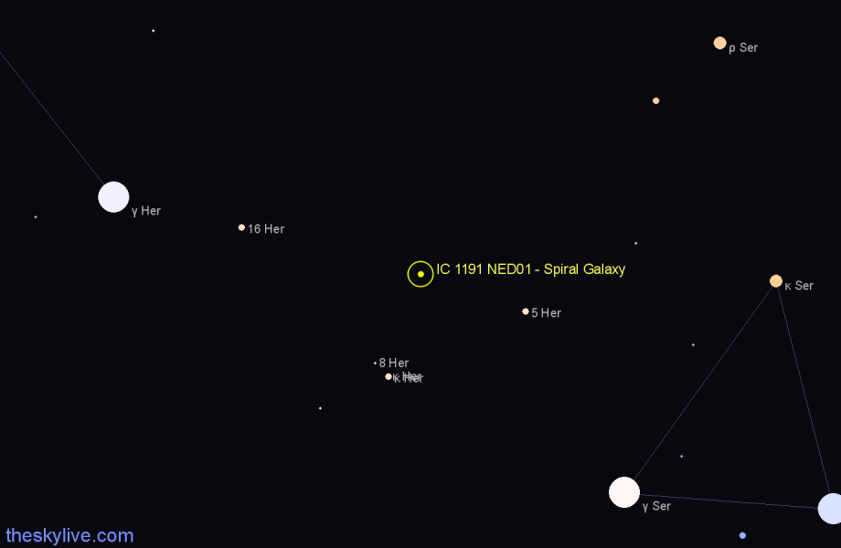 Finder chart IC 1191 NED01 - Spiral Galaxy in Hercules star