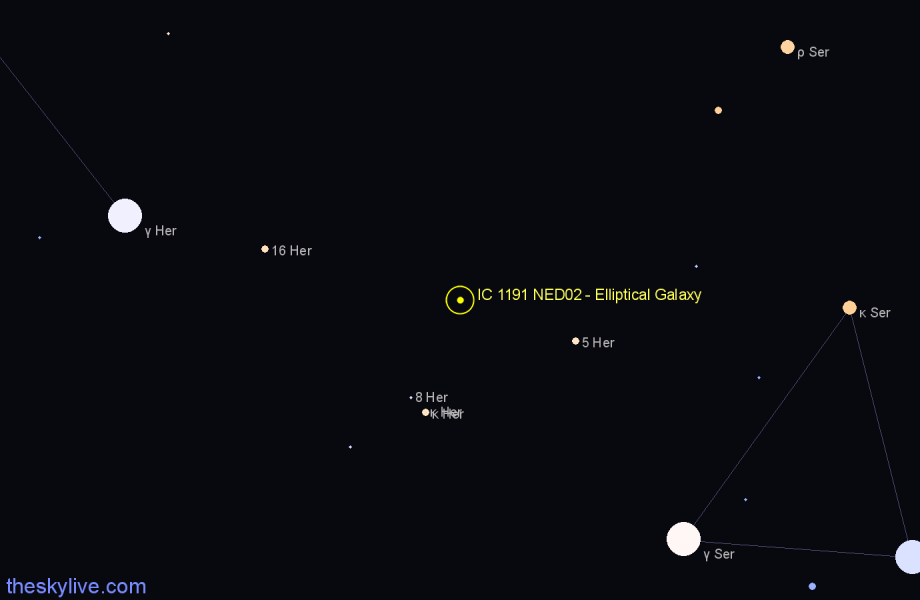 Finder chart IC 1191 NED02 - Elliptical Galaxy in Hercules star