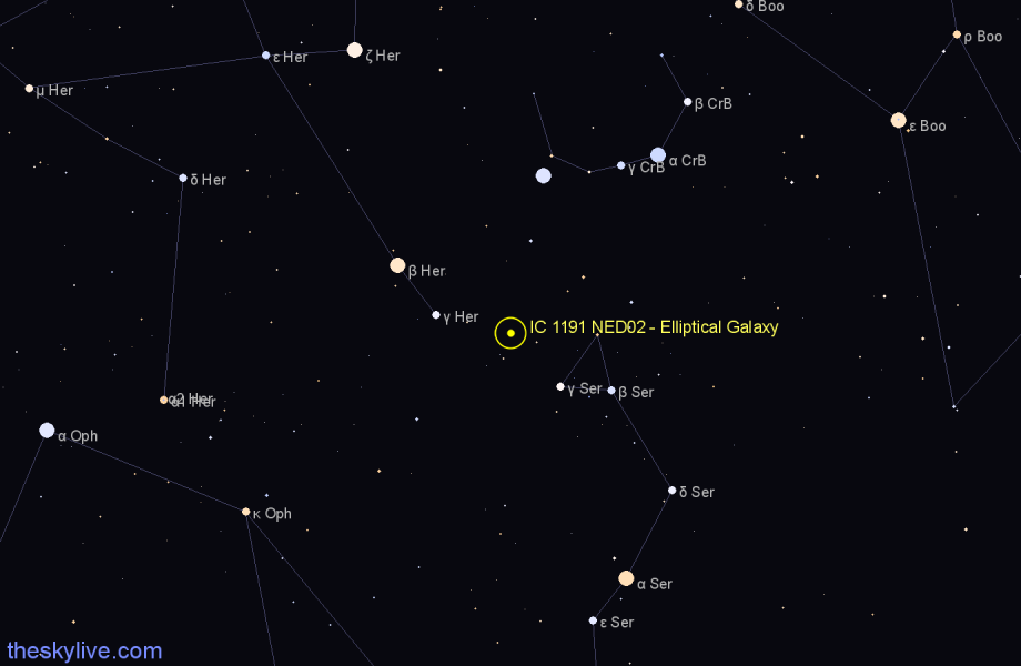 Finder chart IC 1191 NED02 - Elliptical Galaxy in Hercules star