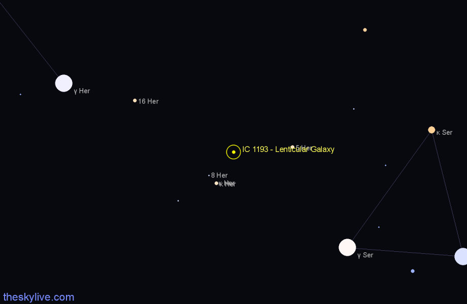 Finder chart IC 1193 - Lenticular Galaxy in Hercules star