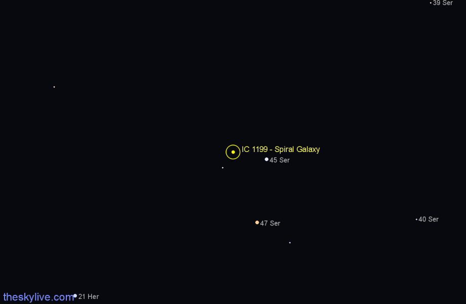 Finder chart IC 1199 - Spiral Galaxy in Hercules star