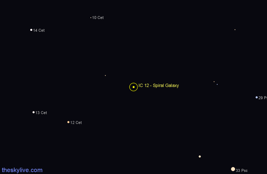 Finder chart IC 12 - Spiral Galaxy in Pisces star
