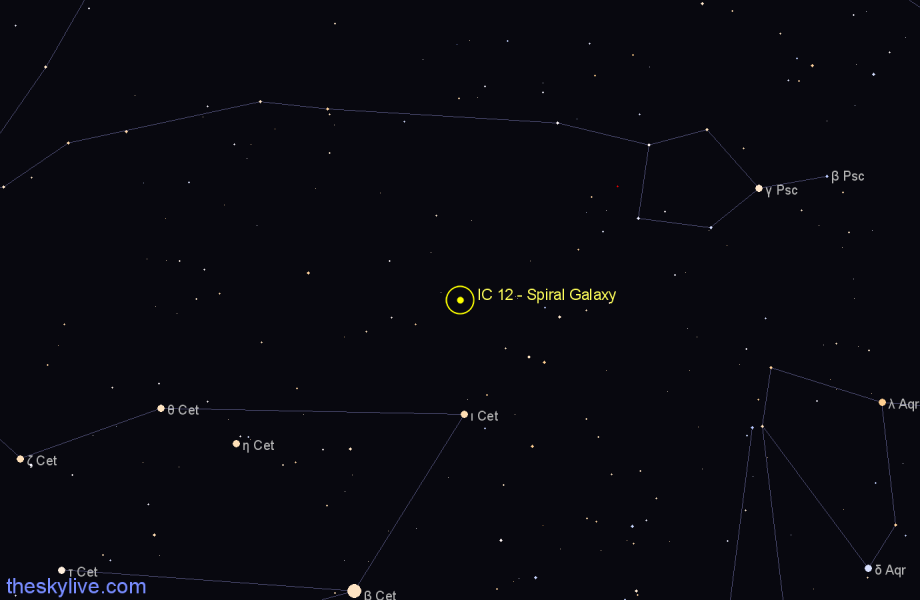 Finder chart IC 12 - Spiral Galaxy in Pisces star