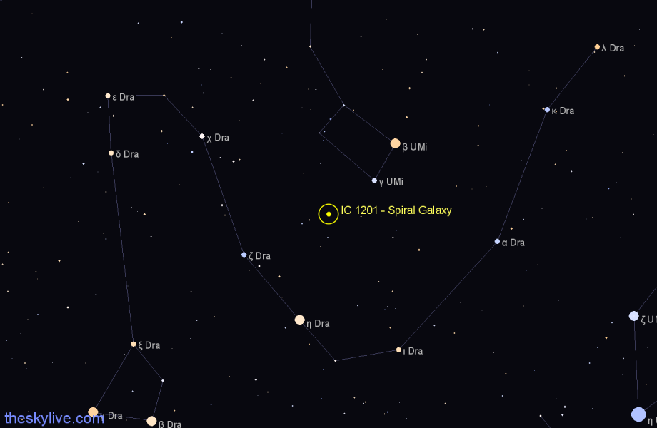 Finder chart IC 1201 - Spiral Galaxy in Draco star