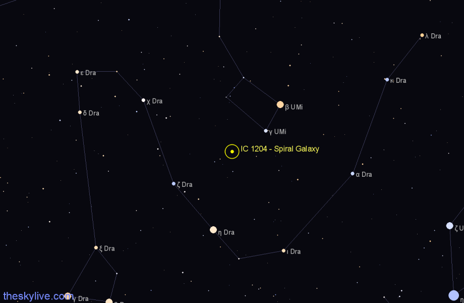 Finder chart IC 1204 - Spiral Galaxy in Ursa Minor star