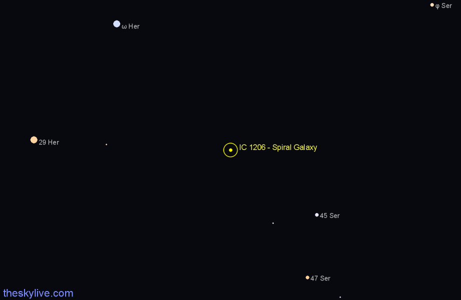 Finder chart IC 1206 - Spiral Galaxy in Hercules star