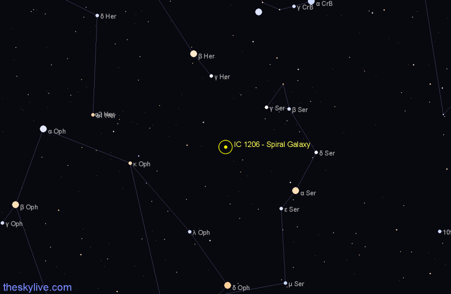 Finder chart IC 1206 - Spiral Galaxy in Hercules star