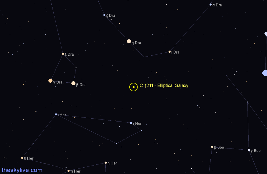 Finder chart IC 1211 - Elliptical Galaxy in Draco star