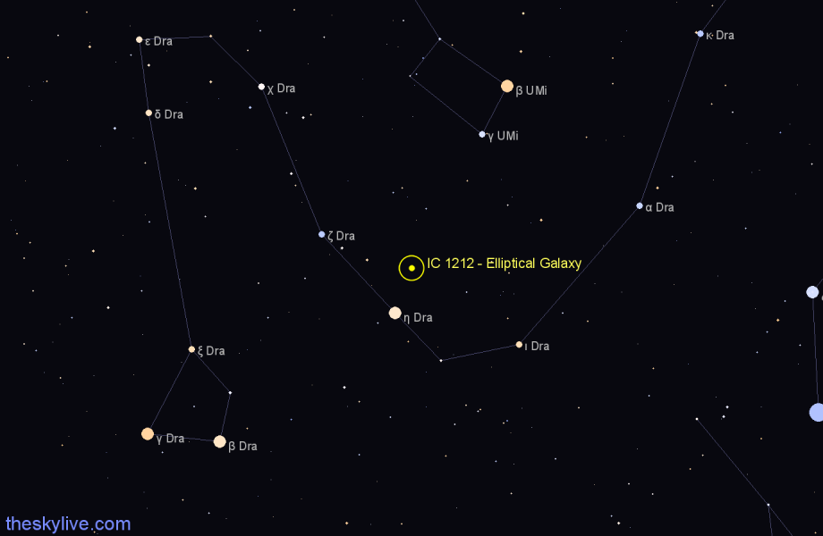 Finder chart IC 1212 - Elliptical Galaxy in Draco star