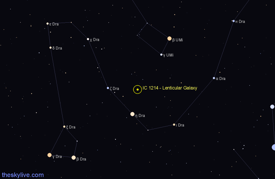 Finder chart IC 1214 - Lenticular Galaxy in Draco star