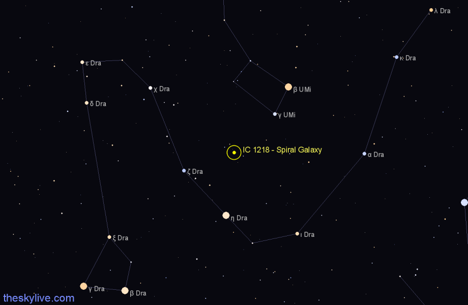 Finder chart IC 1218 - Spiral Galaxy in Draco star