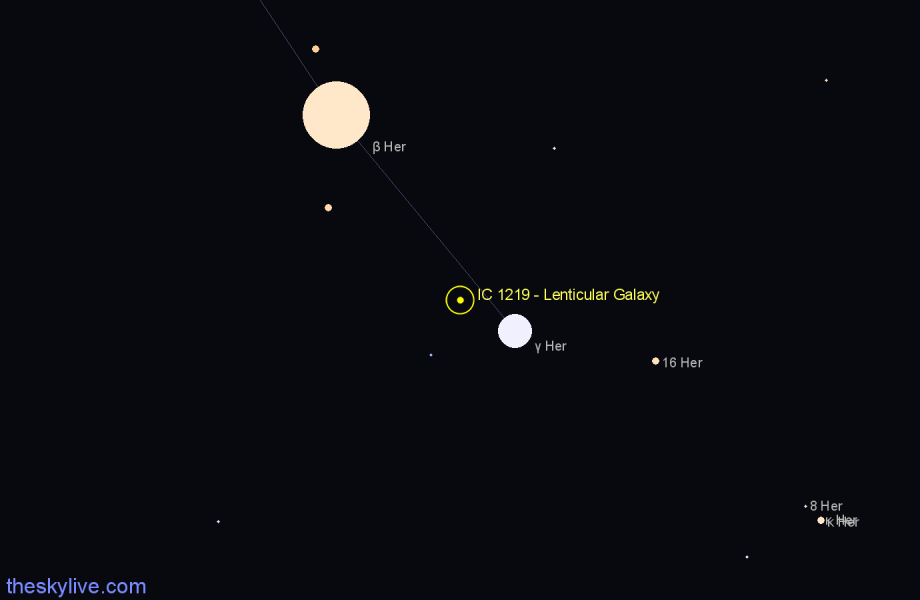 Finder chart IC 1219 - Lenticular Galaxy in Hercules star