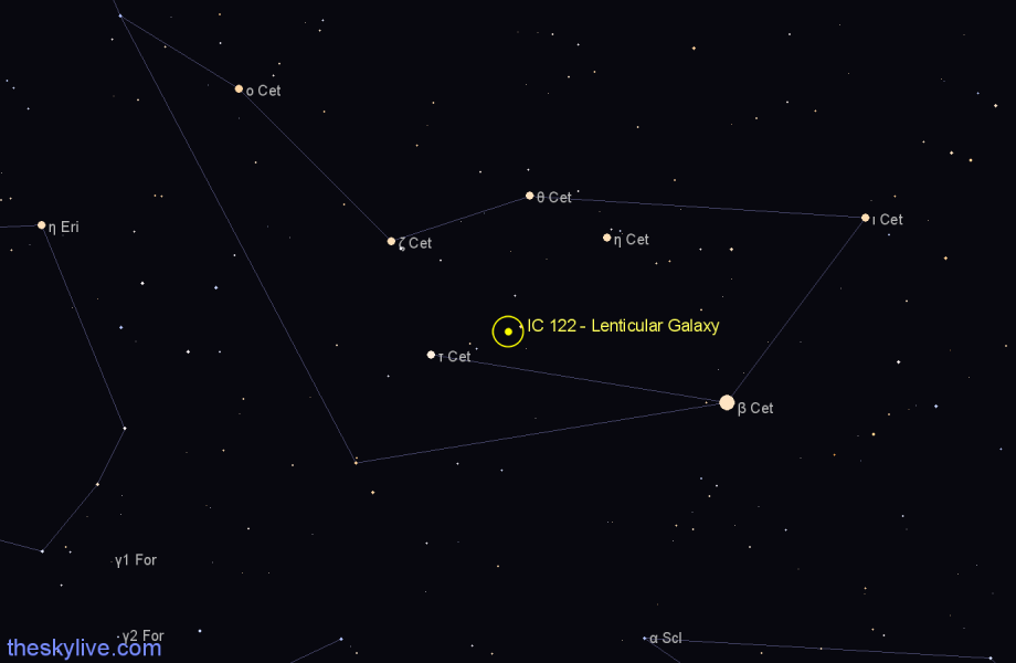 Finder chart IC 122 - Lenticular Galaxy in Cetus star