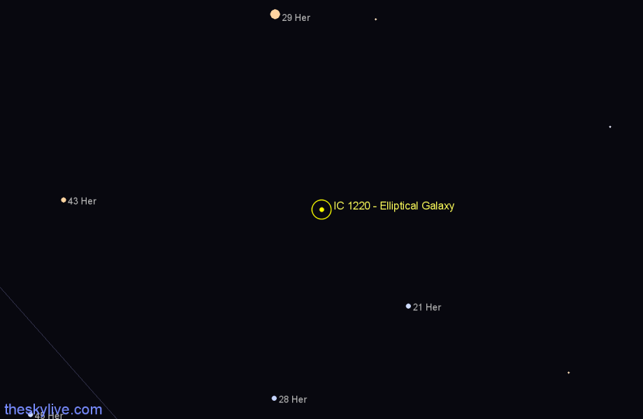 Finder chart IC 1220 - Elliptical Galaxy in Hercules star