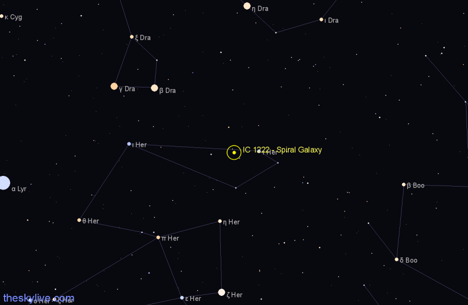 Finder chart IC 1222 - Spiral Galaxy in Hercules star