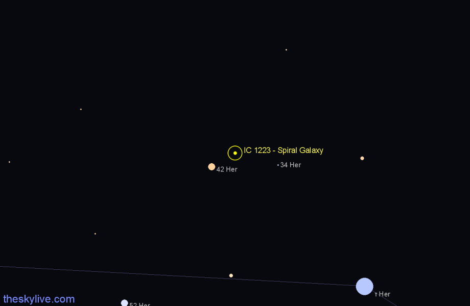 Finder chart IC 1223 - Spiral Galaxy in Hercules star