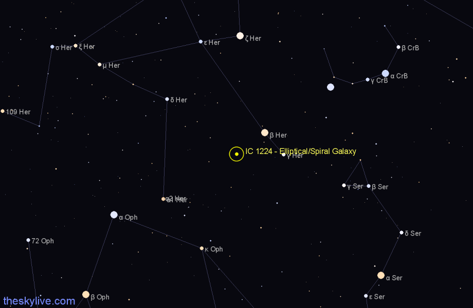 Finder chart IC 1224 - Elliptical/Spiral Galaxy in Hercules star