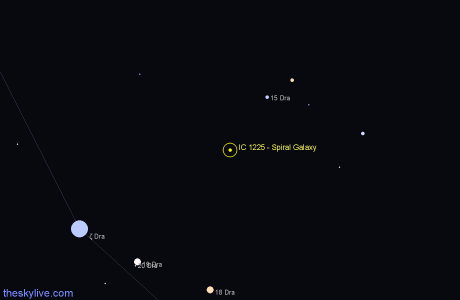 Finder chart IC 1225 - Spiral Galaxy in Draco star