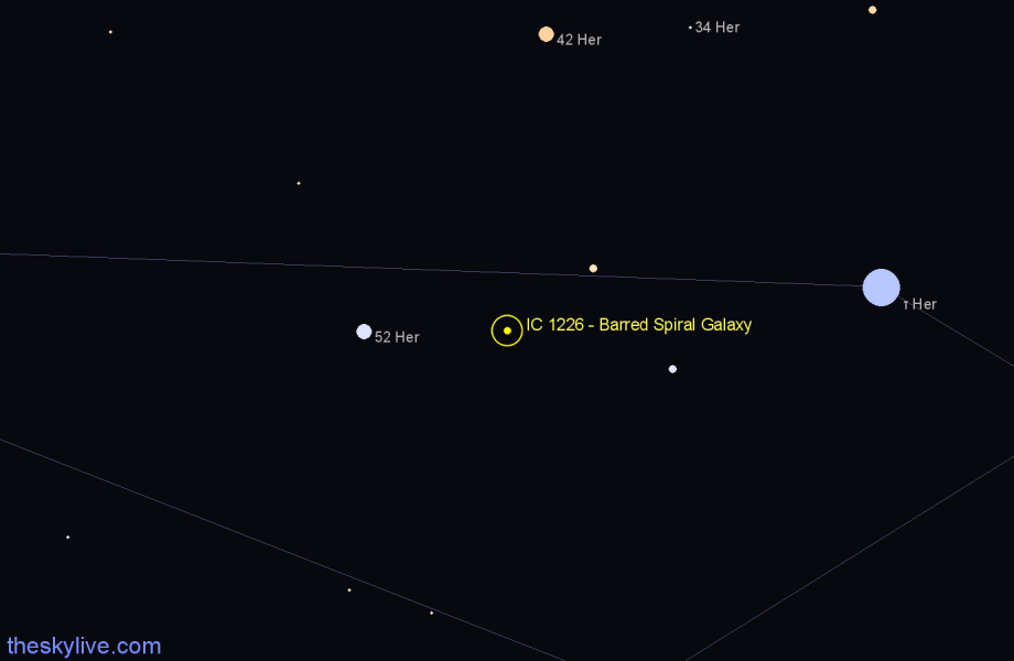 Finder chart IC 1226 - Barred Spiral Galaxy in Hercules star