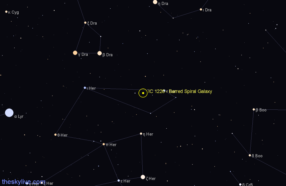 Finder chart IC 1226 - Barred Spiral Galaxy in Hercules star