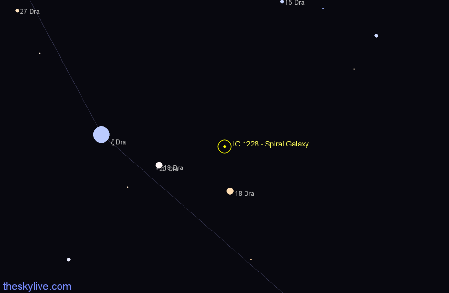 Finder chart IC 1228 - Spiral Galaxy in Draco star