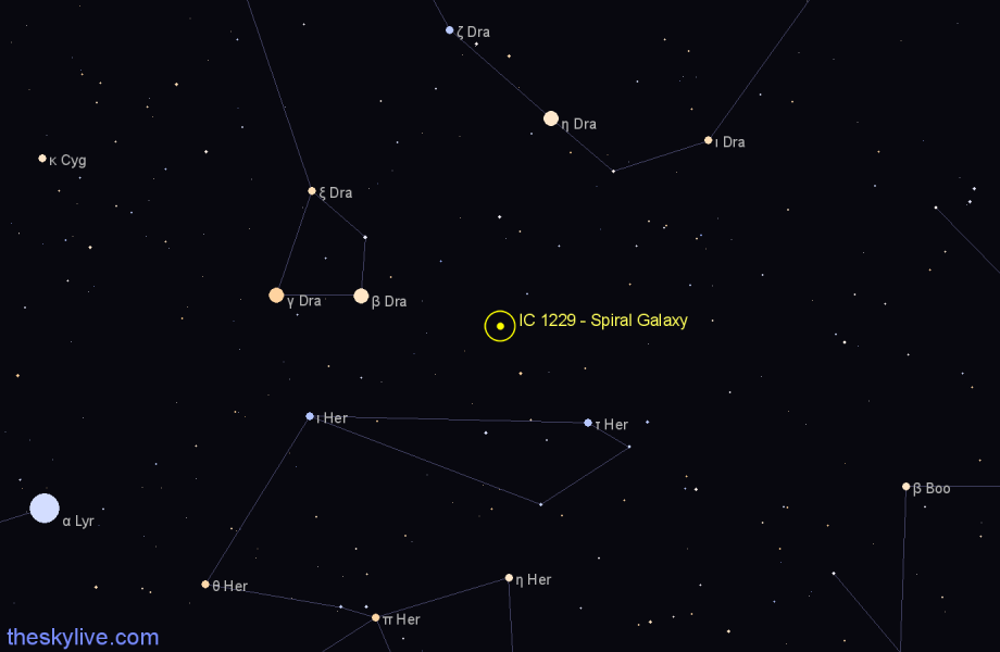 Finder chart IC 1229 - Spiral Galaxy in Draco star