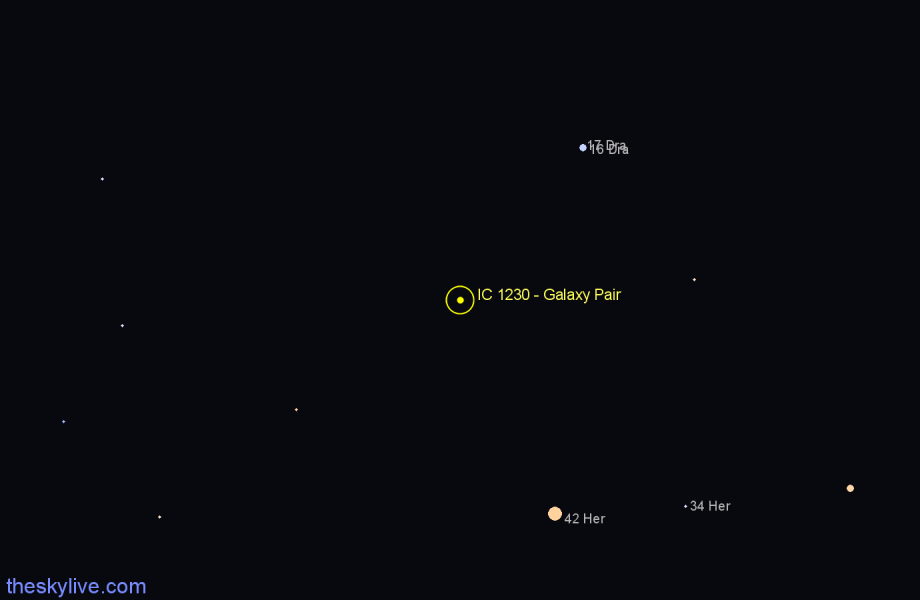 Finder chart IC 1230 - Galaxy Pair in Hercules star