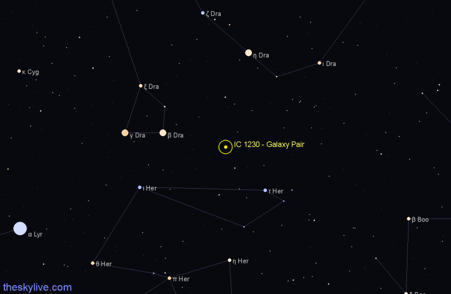Finder chart IC 1230 - Galaxy Pair in Hercules star