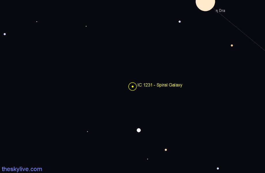 Finder chart IC 1231 - Spiral Galaxy in Draco star