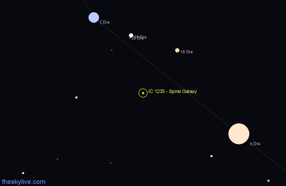 Finder chart IC 1235 - Spiral Galaxy in Draco star