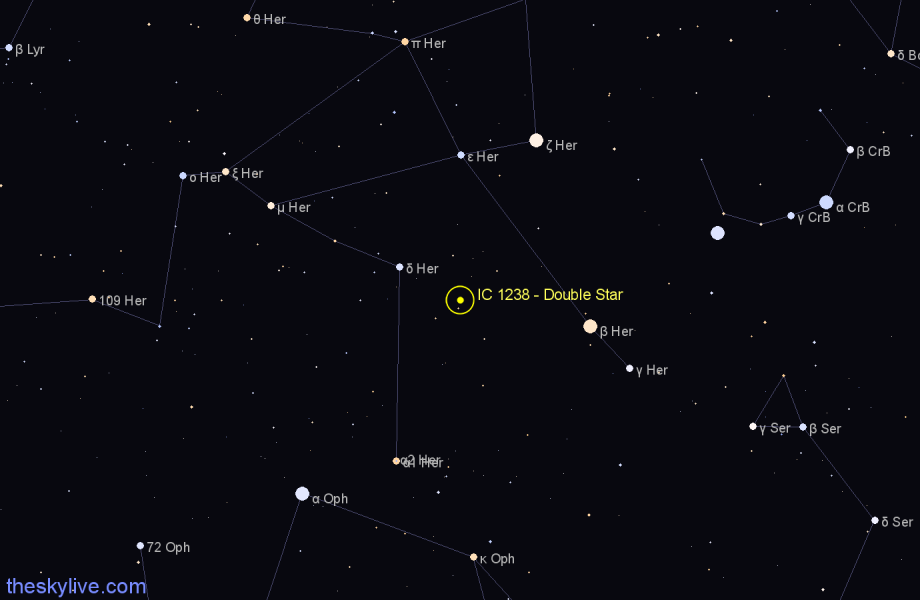 Finder chart IC 1238 - Double Star in Hercules star