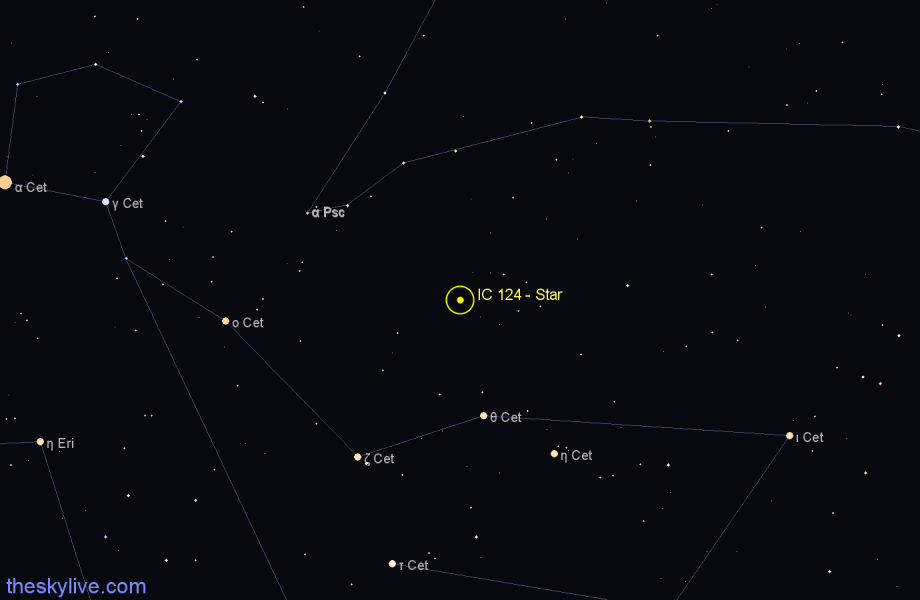 Finder chart IC 124 - Star in Cetus star