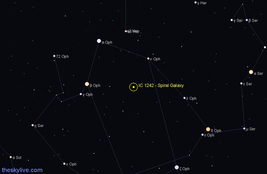 Finder chart IC 1242 - Spiral Galaxy in Ophiuchus star