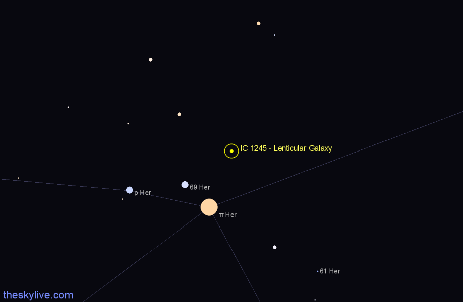 Finder chart IC 1245 - Lenticular Galaxy in Hercules star
