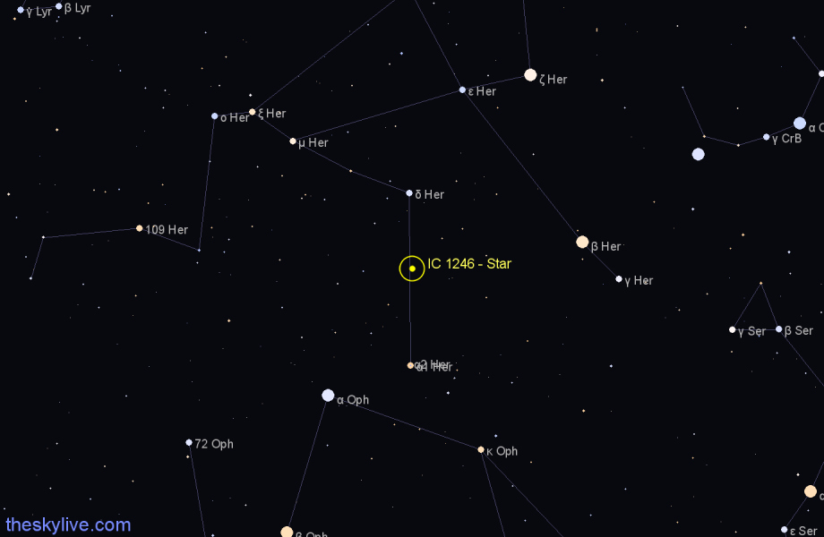 Finder chart IC 1246 - Star in Hercules star