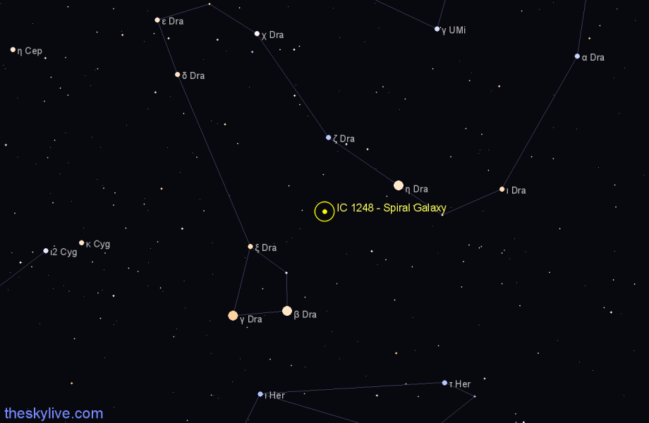 Finder chart IC 1248 - Spiral Galaxy in Draco star