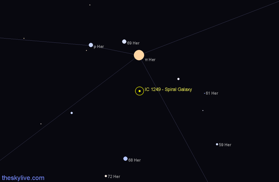 Finder chart IC 1249 - Spiral Galaxy in Hercules star