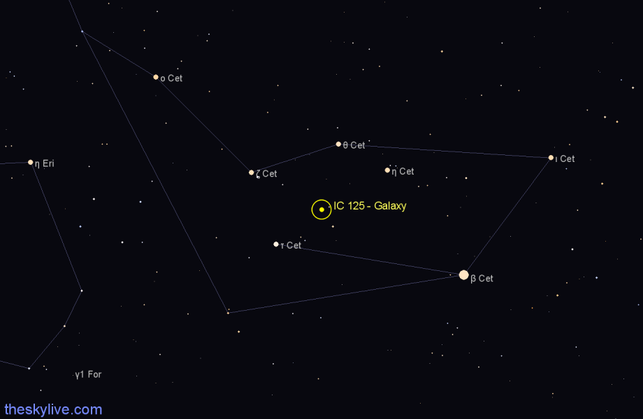 Finder chart IC 125 - Galaxy in Cetus star
