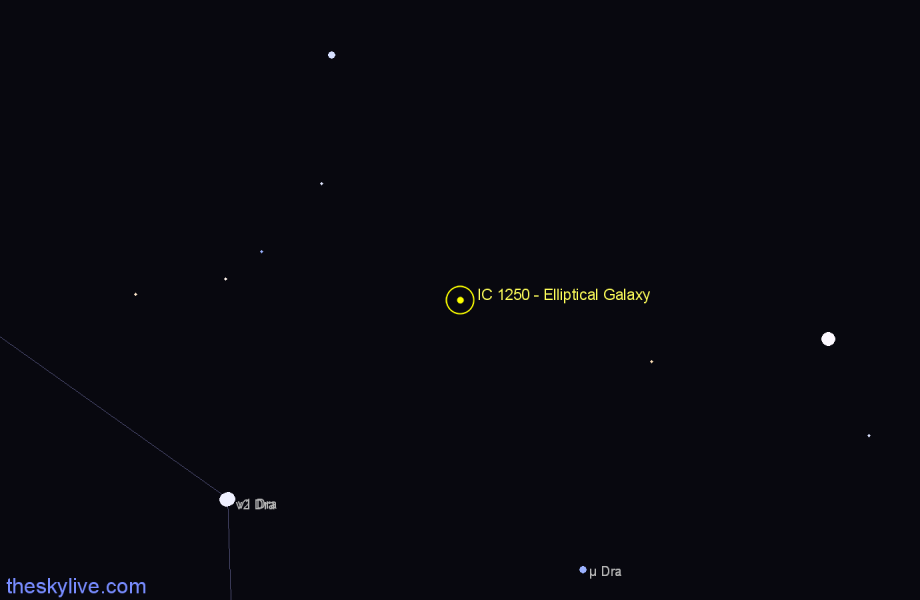 Finder chart IC 1250 - Elliptical Galaxy in Draco star