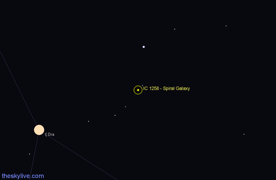 Finder chart IC 1258 - Spiral Galaxy in Draco star