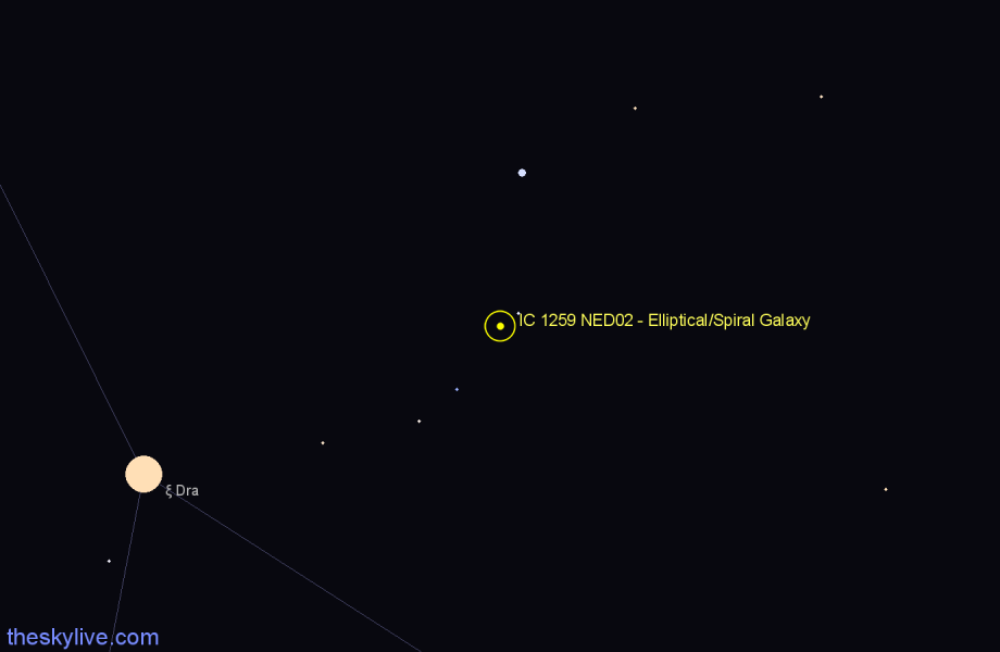 Finder chart IC 1259 NED02 - Elliptical/Spiral Galaxy in Draco star