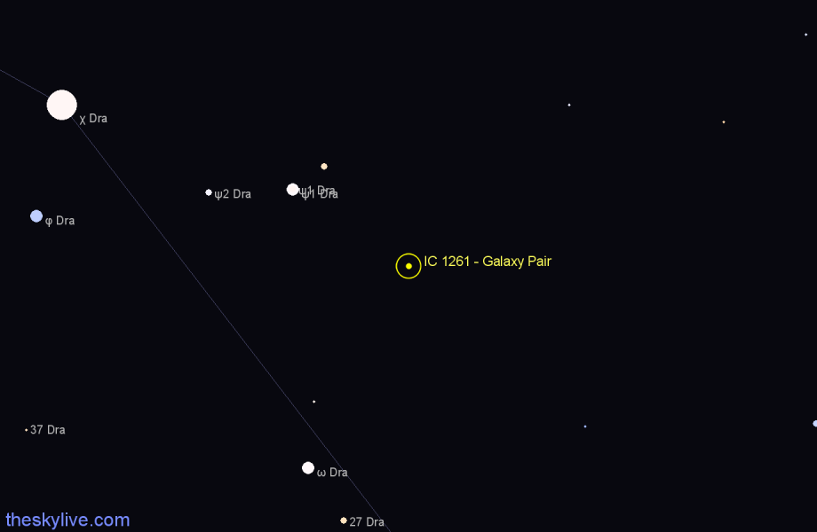 Finder chart IC 1261 - Galaxy Pair in Draco star