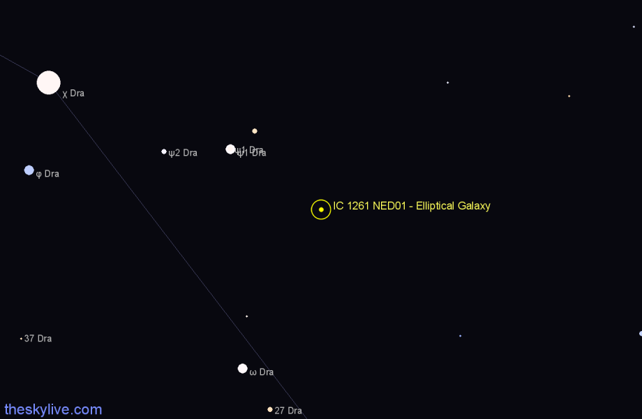 Finder chart IC 1261 NED01 - Elliptical Galaxy in Draco star