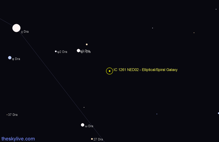 Finder chart IC 1261 NED02 - Elliptical/Spiral Galaxy in Draco star