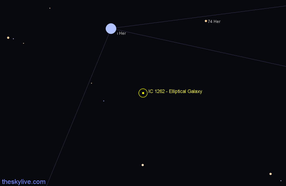Finder chart IC 1262 - Elliptical Galaxy in Hercules star