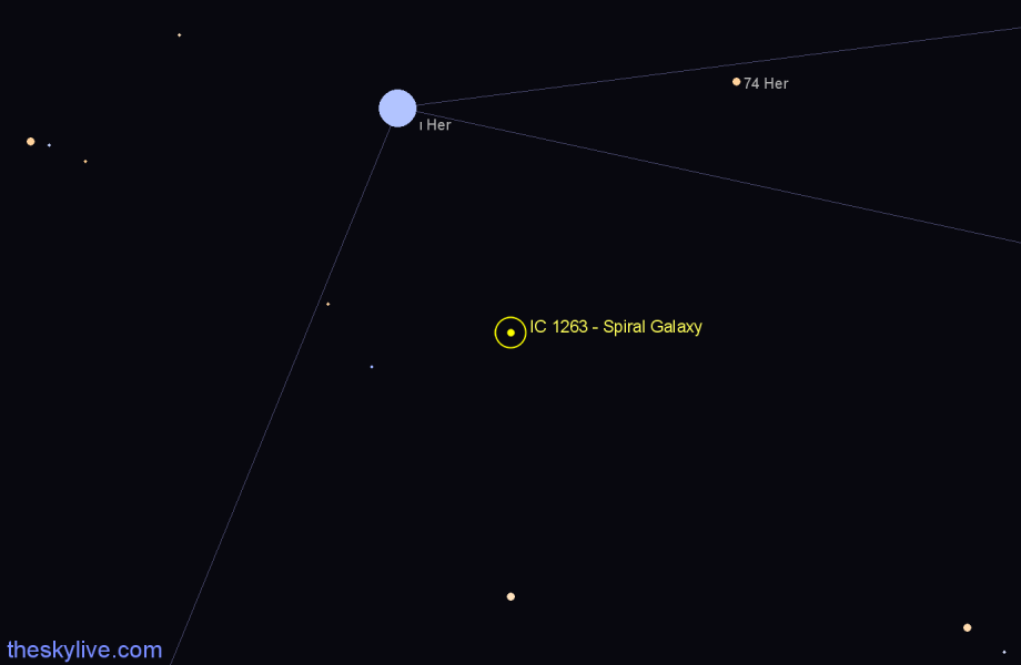 Finder chart IC 1263 - Spiral Galaxy in Hercules star