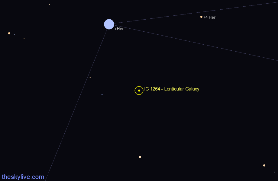 Finder chart IC 1264 - Lenticular Galaxy in Hercules star