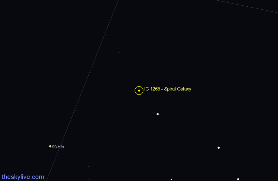 Finder chart IC 1265 - Spiral Galaxy in Hercules star