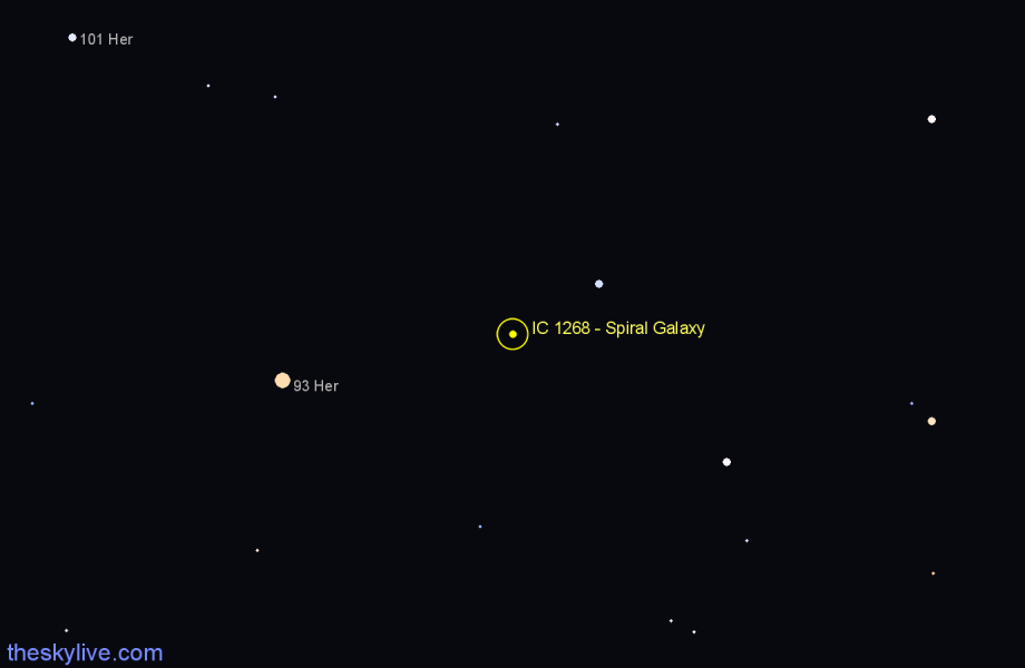 Finder chart IC 1268 - Spiral Galaxy in Hercules star